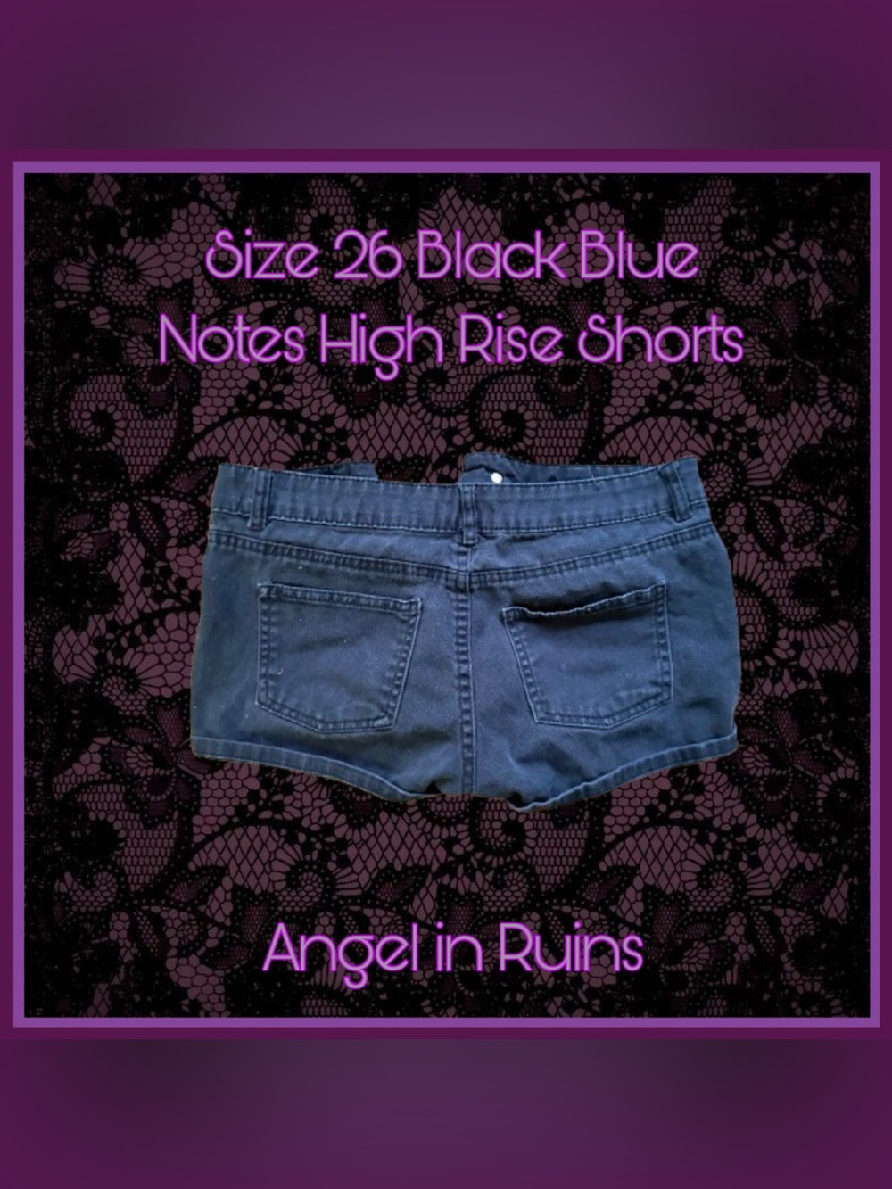 Black Blue Notes High Rise Shorts - Picture 2 of 3